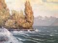 Paisaje con lago y grandes Olas